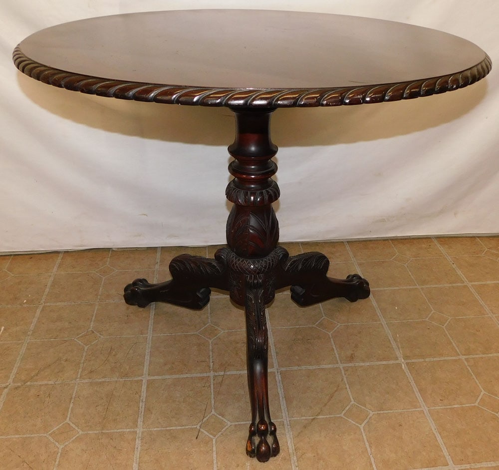 Antique Mahogany Empire Acanthus Carved Tilt Top Table (1 of 6)