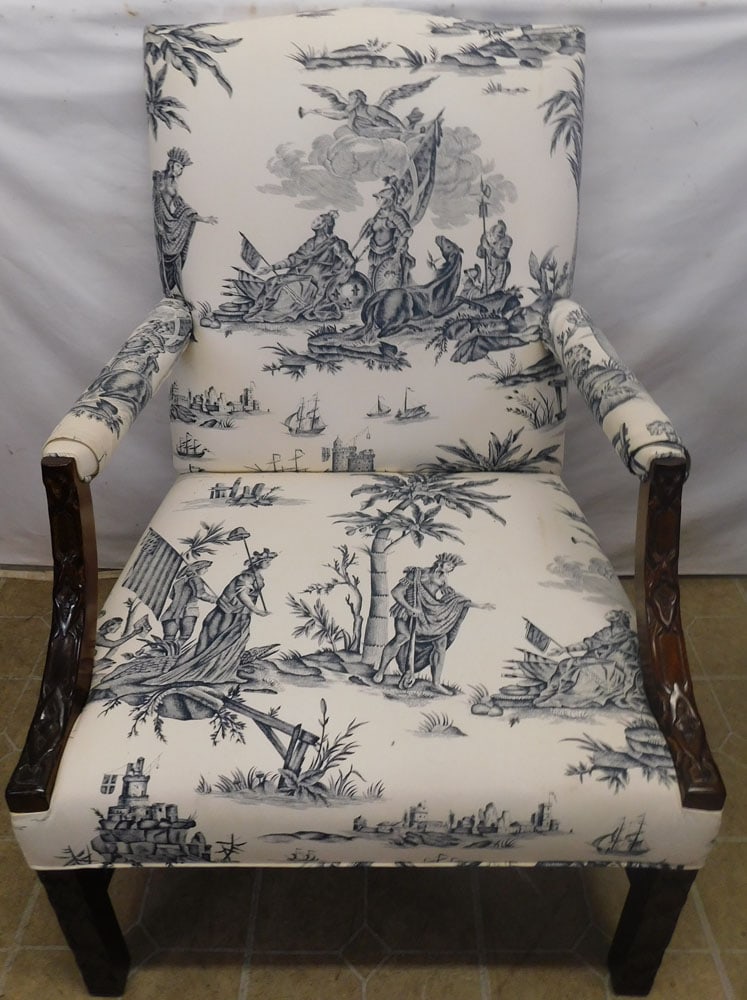 Mahogany Chinese Chippendale Style Library Chair (1 of 6)