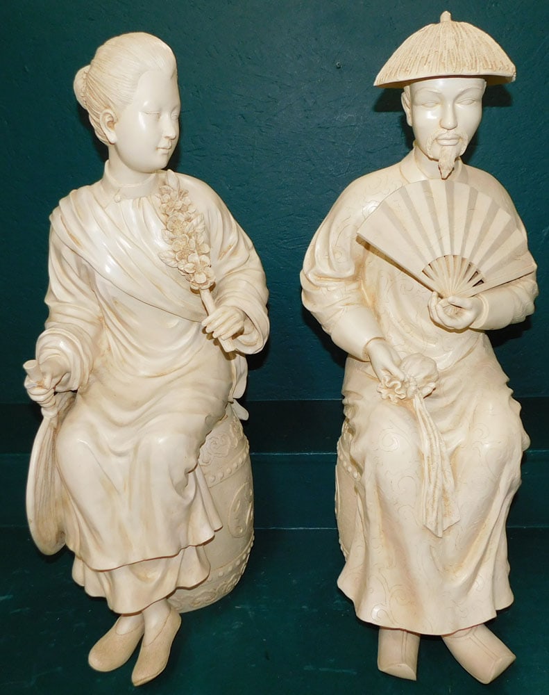 Painted Resin Figure of Oriental Man & Lady (1 of 3)