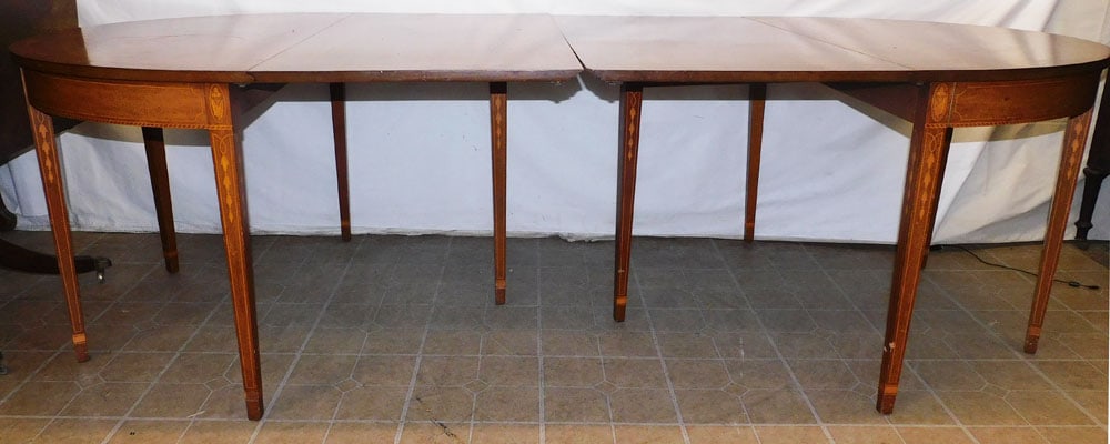 Benchmade Mahogany Bell Flower Inlaid 2 Part Dining Table (1 of 8)