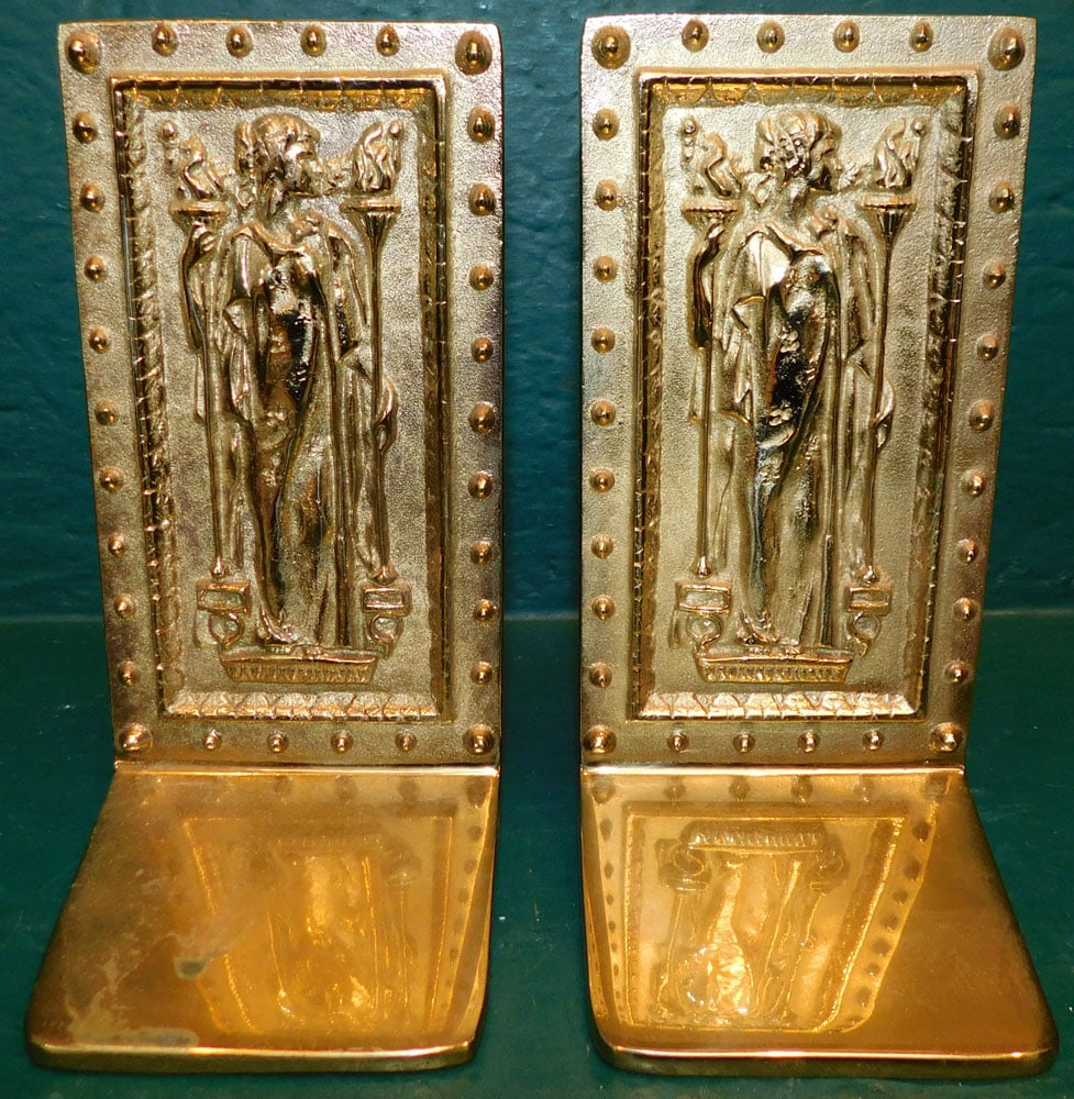 Pair of Heavy Cast Brass Bookends by VA Metalcrafters (1 of 2)