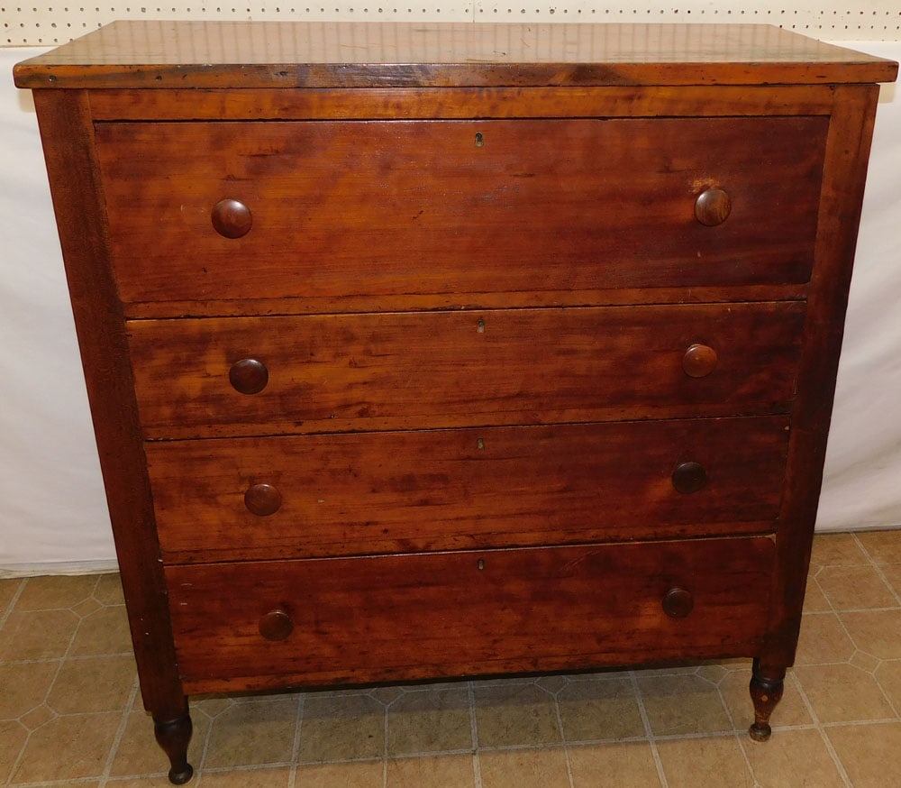 19th Century Cherry Sheraton 4 Drawer Chest (1 of 5)