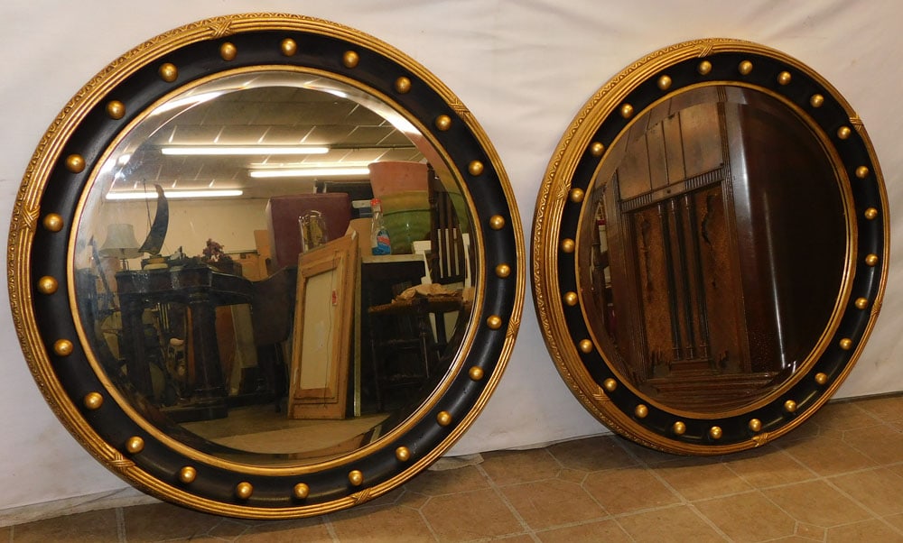 Pair of Gilded Frame Bevel Edge Round Mirrors (1 of 6)