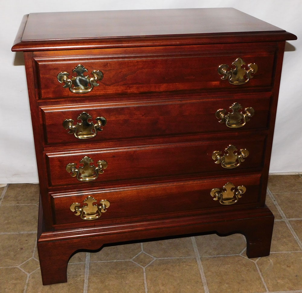 Cherry Diminutive 4 Drawer Chest with Brass Carrying Handles (1 of 3)