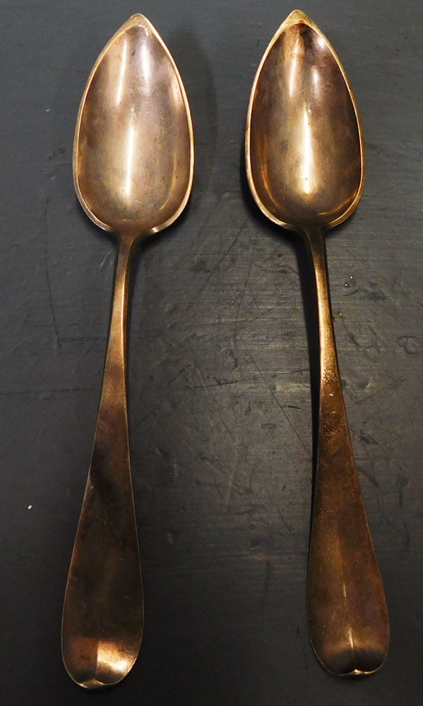 2 Antique Coin Silver Spoons, Marked Trapet with Hallmark, (2.9 T.O.) (1 of 4)