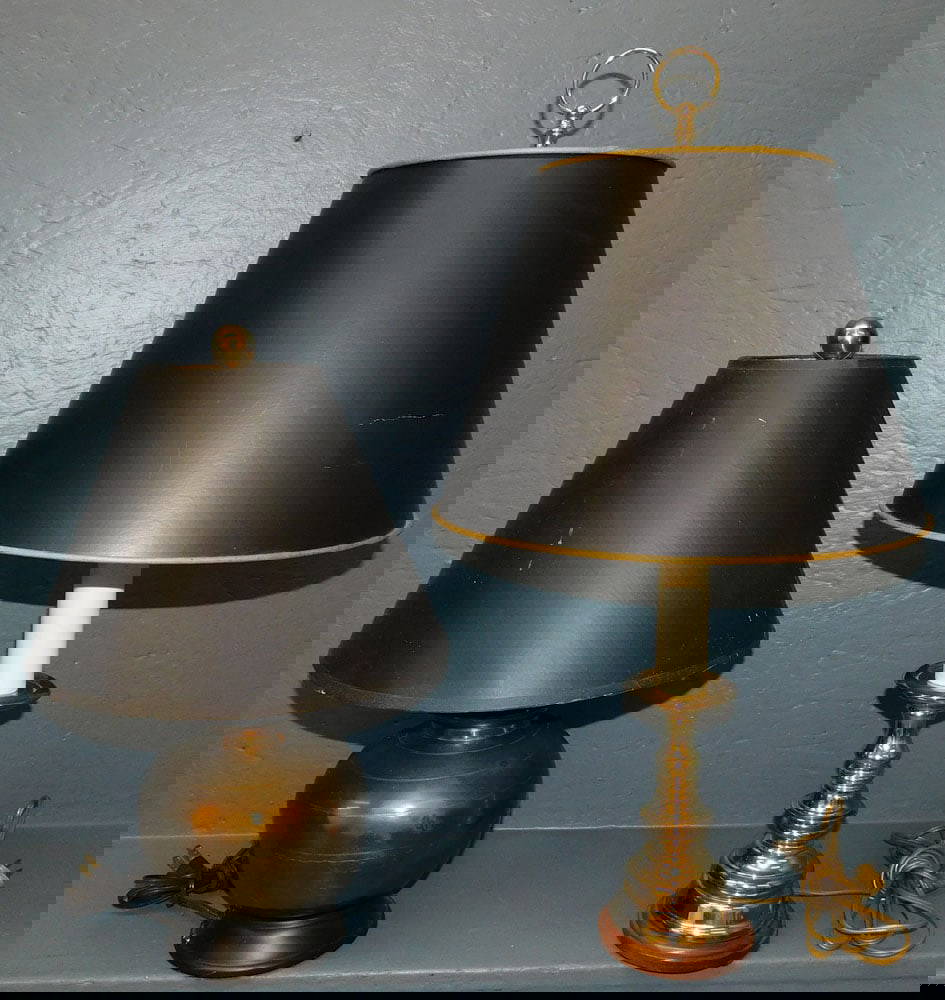 2 Brass Lamps, (1 By Baldwin) Auction