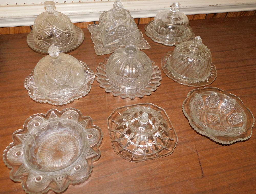 Lot of Early Vintage Press & Pattern Glass Butter Dishes & Parts (1 of 4)