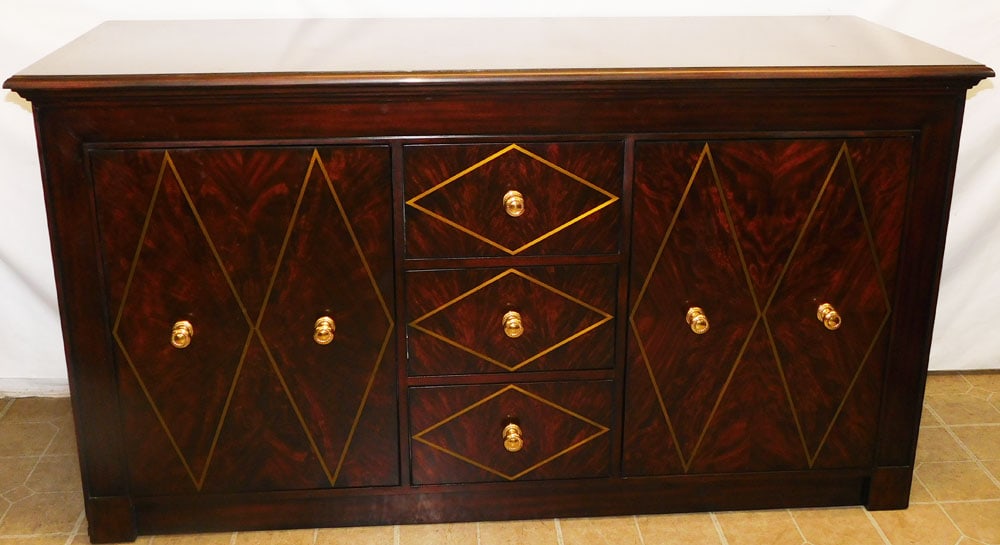 Modern Mahogany Cabinet: Modern Mahogany Cabinet . 64" W 24" D 34 1/2" H ALL DESCRIPTIONS AND ANY CONDITION STATEMENT GIVEN BY LANGSTON AUCTION GALLERY ARE STRICTLY OPINIONS AND LANGSTON'S SHALL HAVE NO RESPONSIBILITY FOR ERR