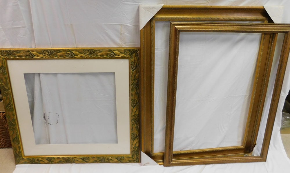 3 Gilded Frames: 3 Gilded Frames . Up to 37 1/4" x 47" ALL DESCRIPTIONS AND ANY CONDITION STATEMENT GIVEN BY LANGSTON AUCTION GALLERY ARE STRICTLY OPINIONS AND LANGSTON'S SHALL HAVE NO RESPONSIBILITY FOR ERRORS OR OMI