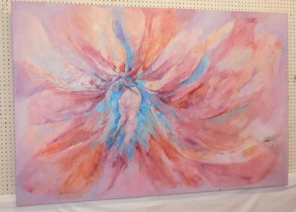 Large Modern Oil on Canvas Signed (1 of 6)