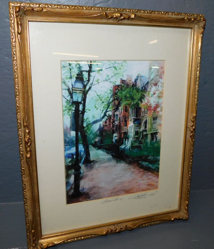 Framed Watercolor Street Scene ( Pencil Signed) (1 of 3)