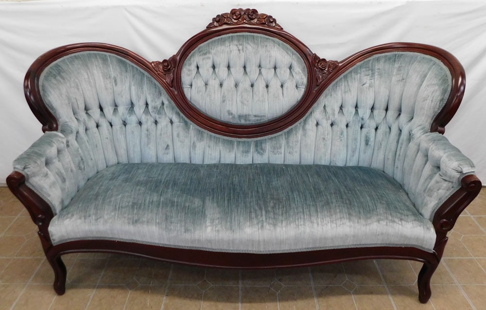 Mahogany Carved Victorian Style Sofa (1 of 7)