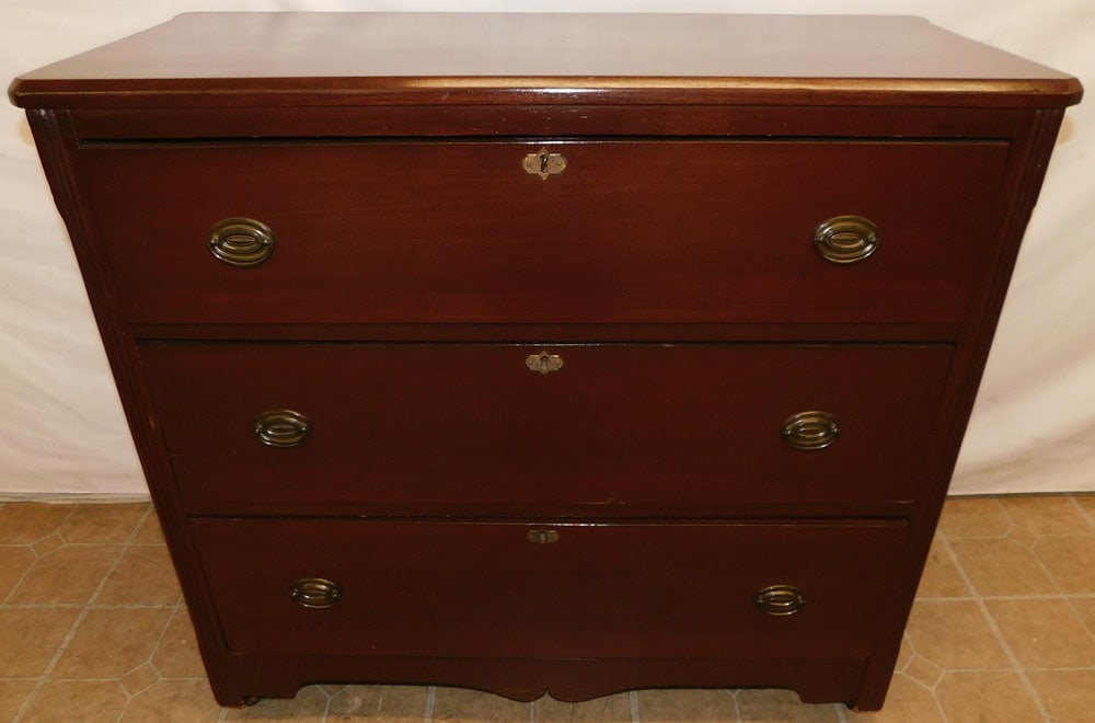 Antique Walnut Three Drawer Chest (1 of 6)