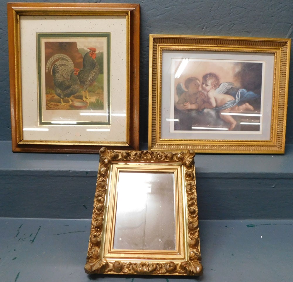 Gilded Framed Mirror - Framed Mirror - Framed Chicken Print "Plate 39" (1 of 7)