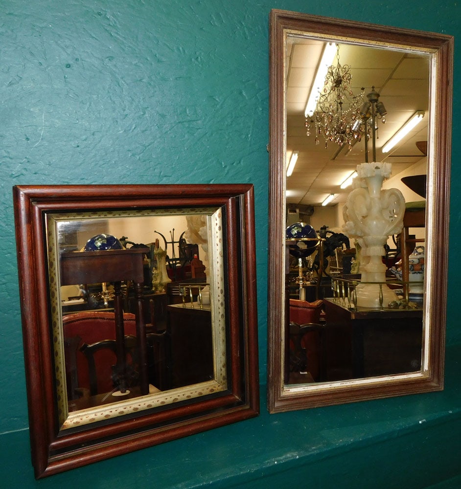 Two Antique Walnut Framed Mirrors (1 of 3)
