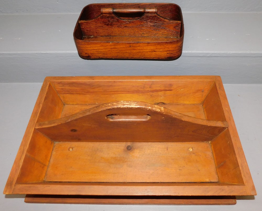 Antique Oak Cutlery Tray & Pine Cutlery Tray (1 of 3)