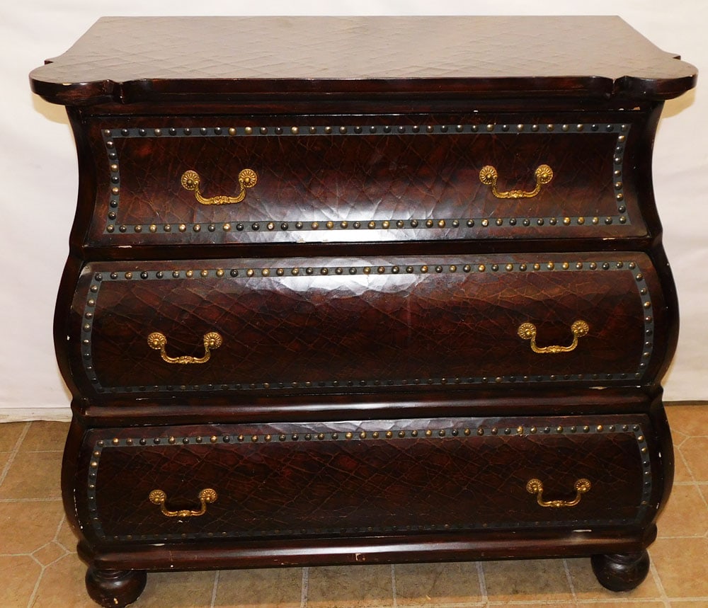 Painted Three Drawer Bamboo Commode (1 of 4)