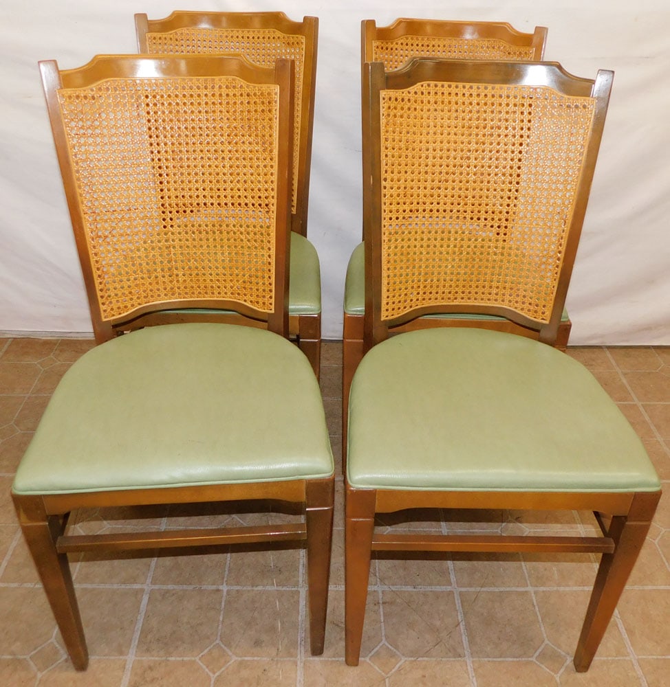 Set of 4 Mid Century Maple & Cane Back Side Chairs (1 of 6)