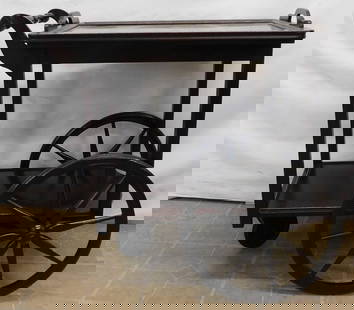 Antique Mahogany Tea Cart: Antique Mahogany Tea Cart . 28" W 18 1/2" D 28 1/2" H ALL DESCRIPTIONS AND ANY CONDITION STATEMENT GIVEN BY LANGSTON AUCTION GALLERY ARE STRICTLY OPINIONS AND LANGSTON'S SHALL HAVE NO RESPONSIBILITY F