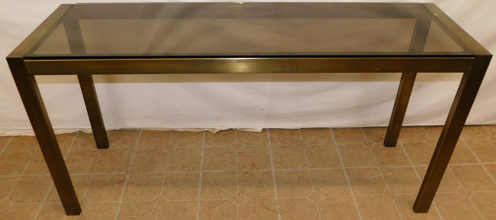 Painted Metal Smoke Glass Top Sofa Table (1 of 3)