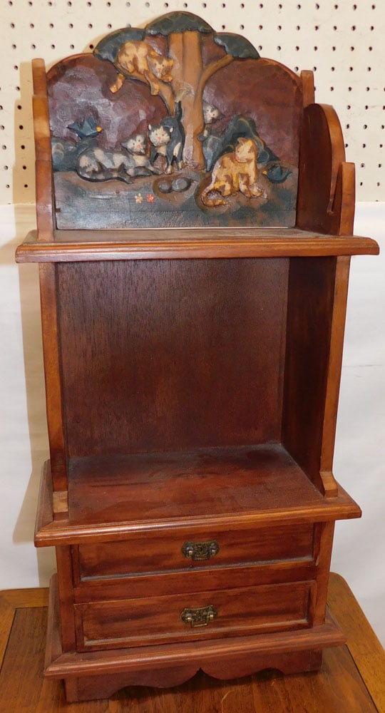 Painted Carved Mahogany Wall Shelf (1 of 4)