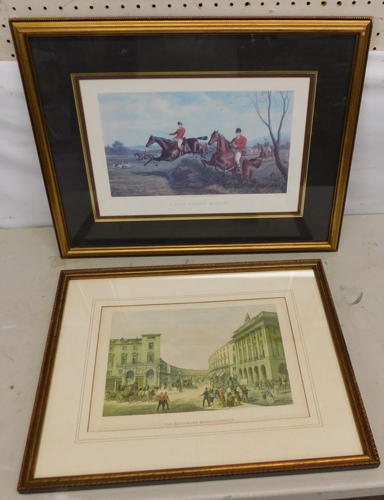 Framed Fox Hunt Print & Framed Hand Colored Engraving (1 of 5)