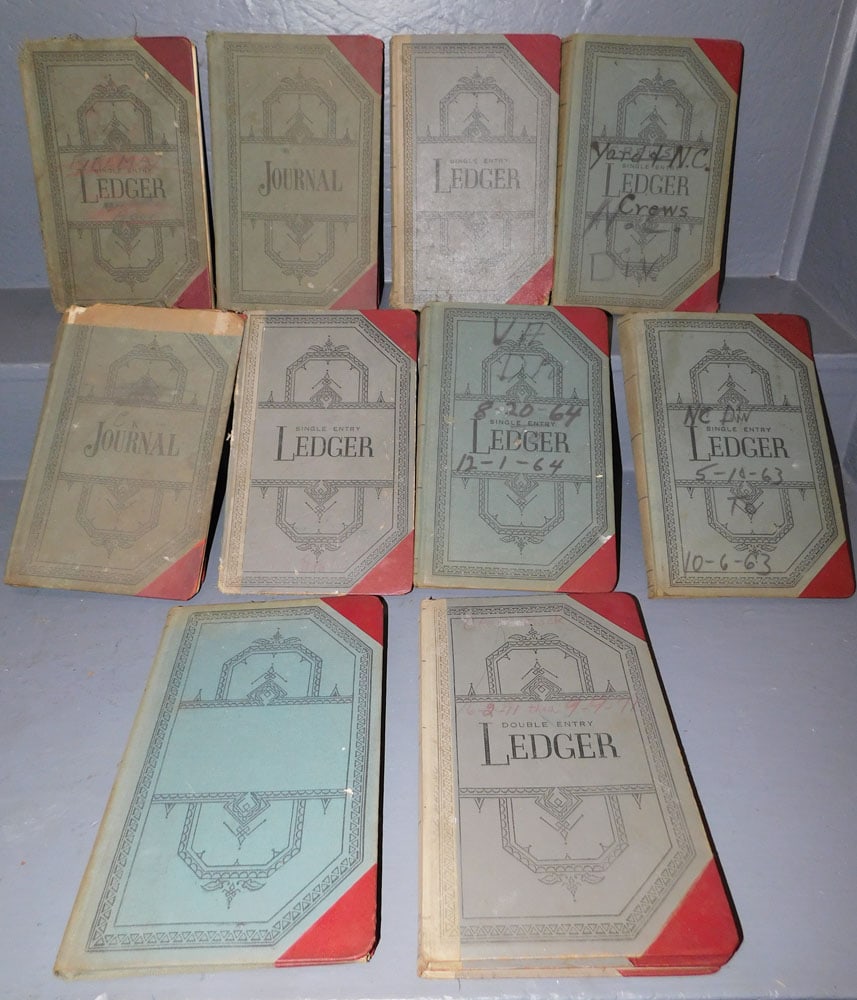 Lot North Carolina Railroad Log Books: Lot North Carolina Railroad Log Books. ALL DESCRIPTIONS AND ANY CONDITION STATEMENT GIVEN BY LANGSTON AUCTION GALLERY ARE STRICTLY OPINIONS AND LANGSTON'S SHALL HAVE NO RESPONSIBILITY FOR ERRORS OR OM
