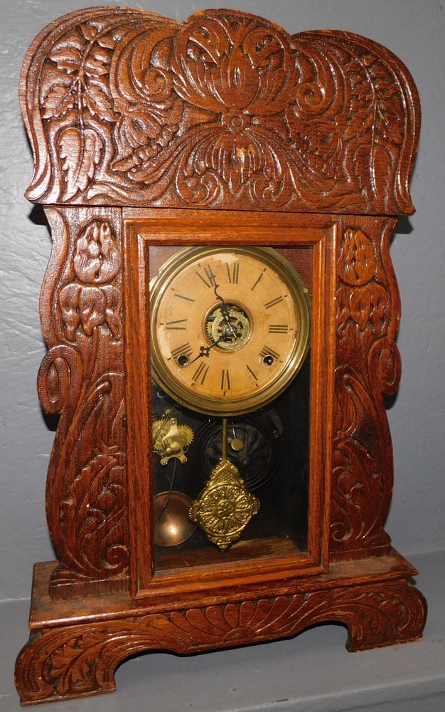 Antique Oak Ginger Bread Clock By Gilbert (1 of 4)