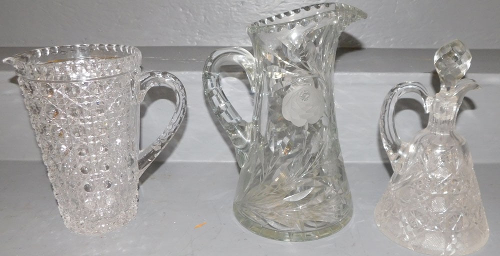 Cutglass Water Pitcher - Cruet & Pressed Glass Pitcher (1 of 3)
