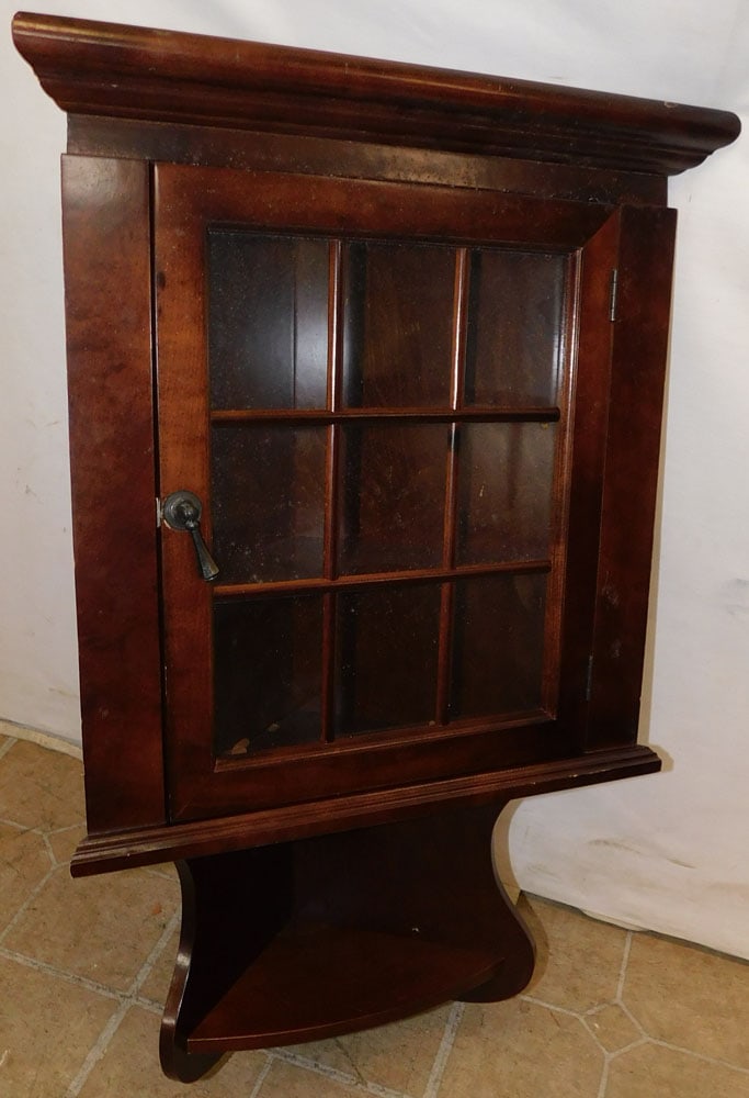 Mahogany Glass Door Hanging Corner Cabinet (1 of 2)