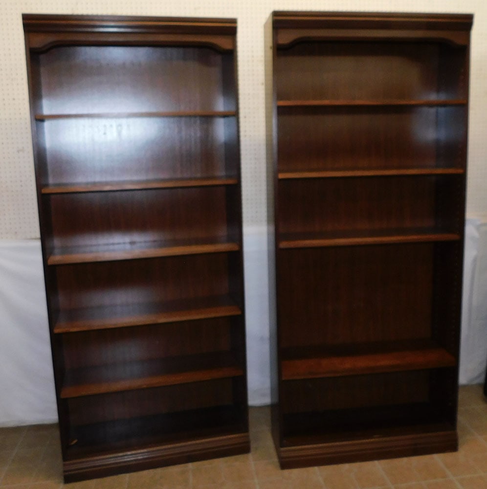Pair Modern Cherry Veneer Book Shelves (1 of 4)