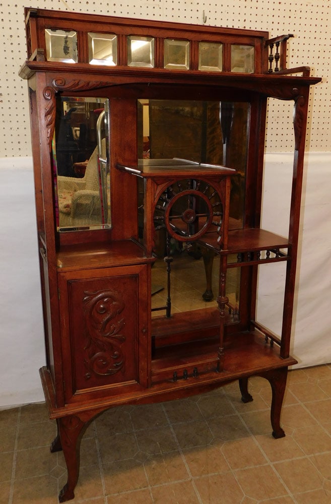 Mahogany Victorian Mirrored Back Etagere (1 of 6)