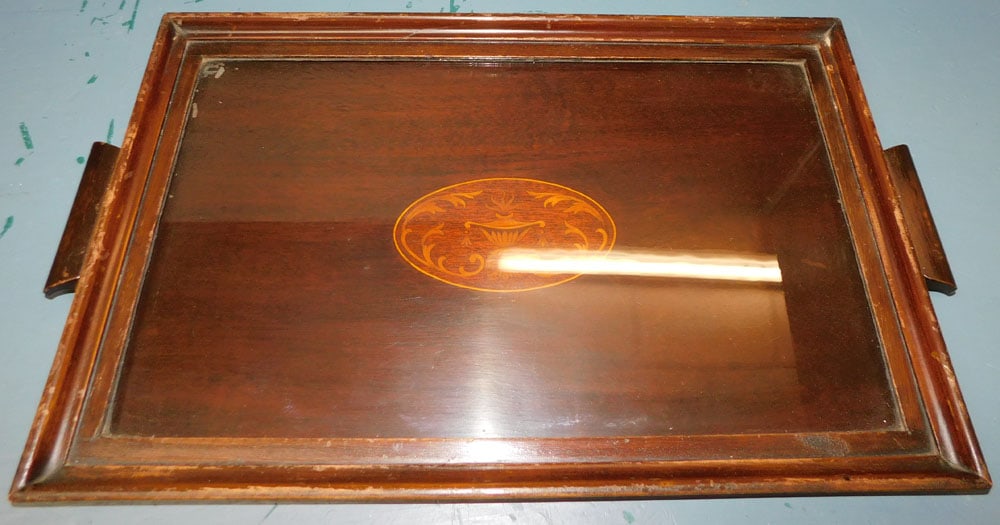 Mahogany Inlaid Serving Tray (1 of 4)