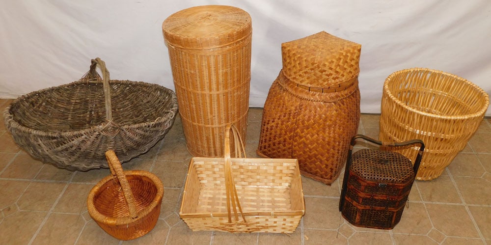 Lot Baskets: Lot Baskets. 23 1/2" H ALL DESCRIPTIONS AND ANY CONDITION STATEMENT GIVEN BY LANGSTON AUCTION GALLERY ARE STRICTLY OPINIONS AND LANGSTON'S SHALL HAVE NO RESPONSIBILITY FOR ERRORS OR OMISSIONS. THE ABS