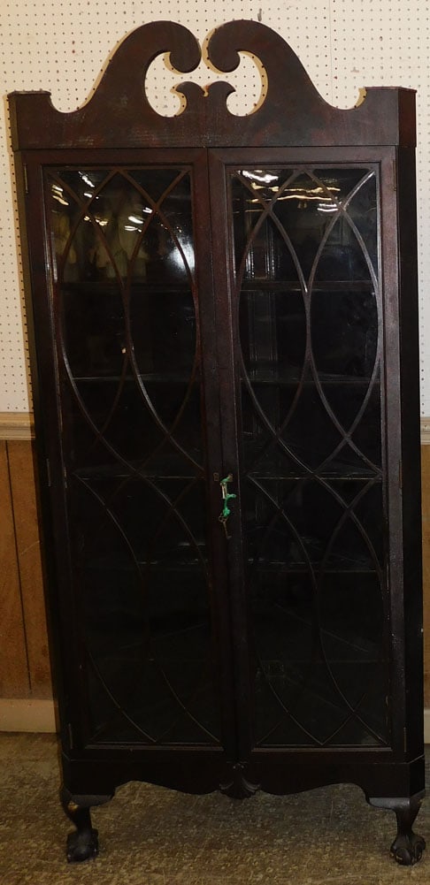 Antique Mahogany Double Door Corner Cabinet (1 of 3)