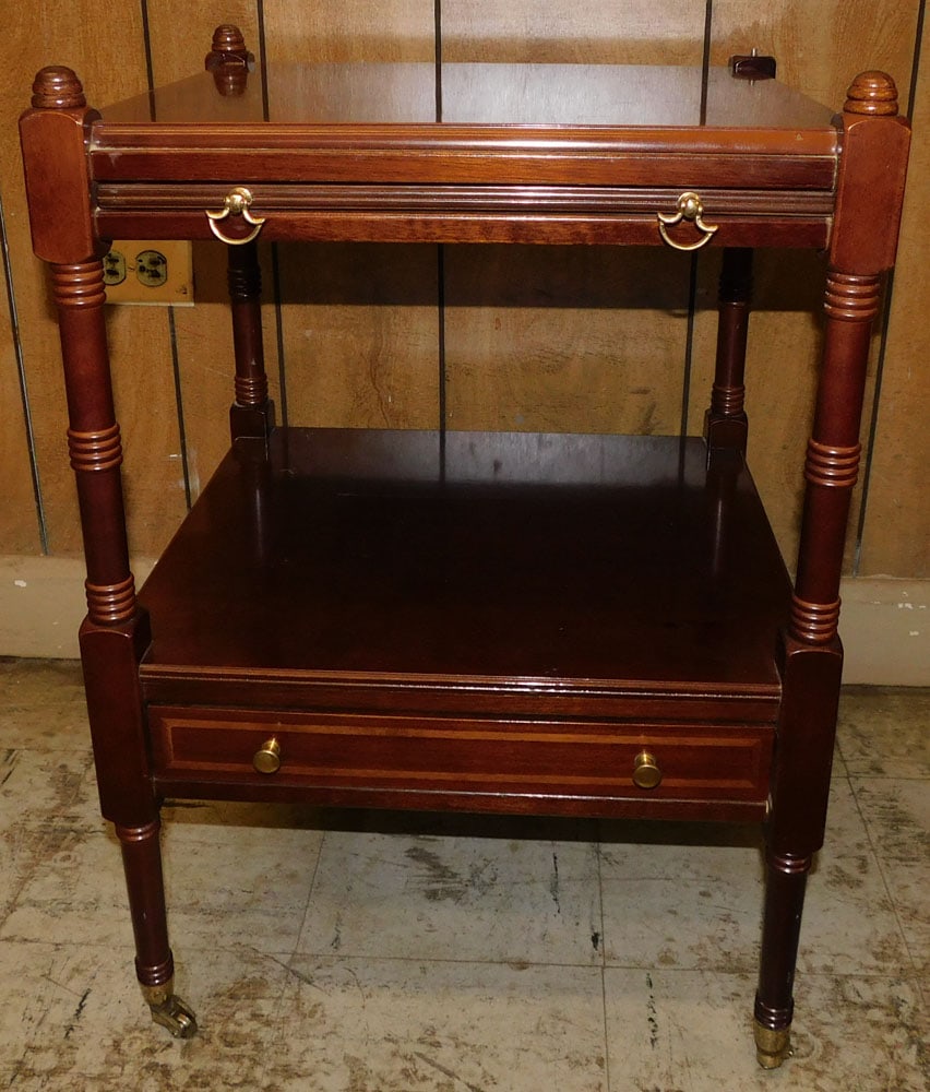 Mahogany Two Tier Stand With Pull Out Slide (1 of 5)