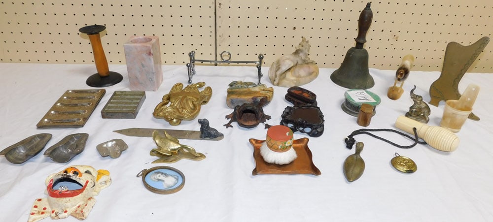 Lot Antique Brass - Marble - Metal Collectible Items (1 of 4)