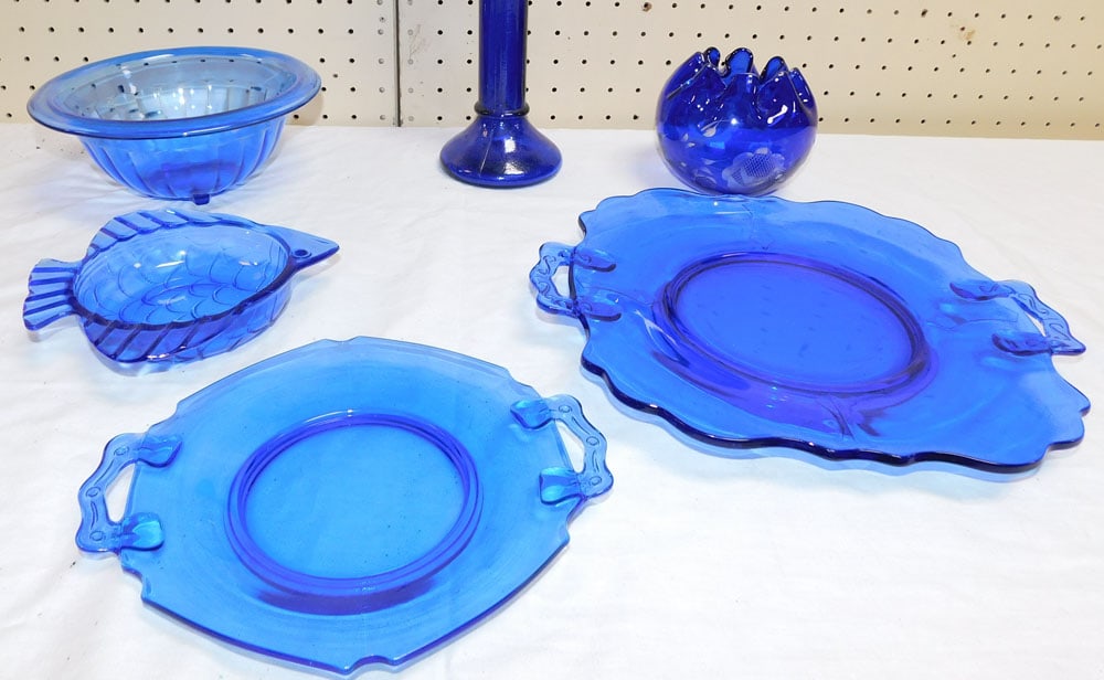 Lot Cobalt Blue Glass Items (1 of 1)