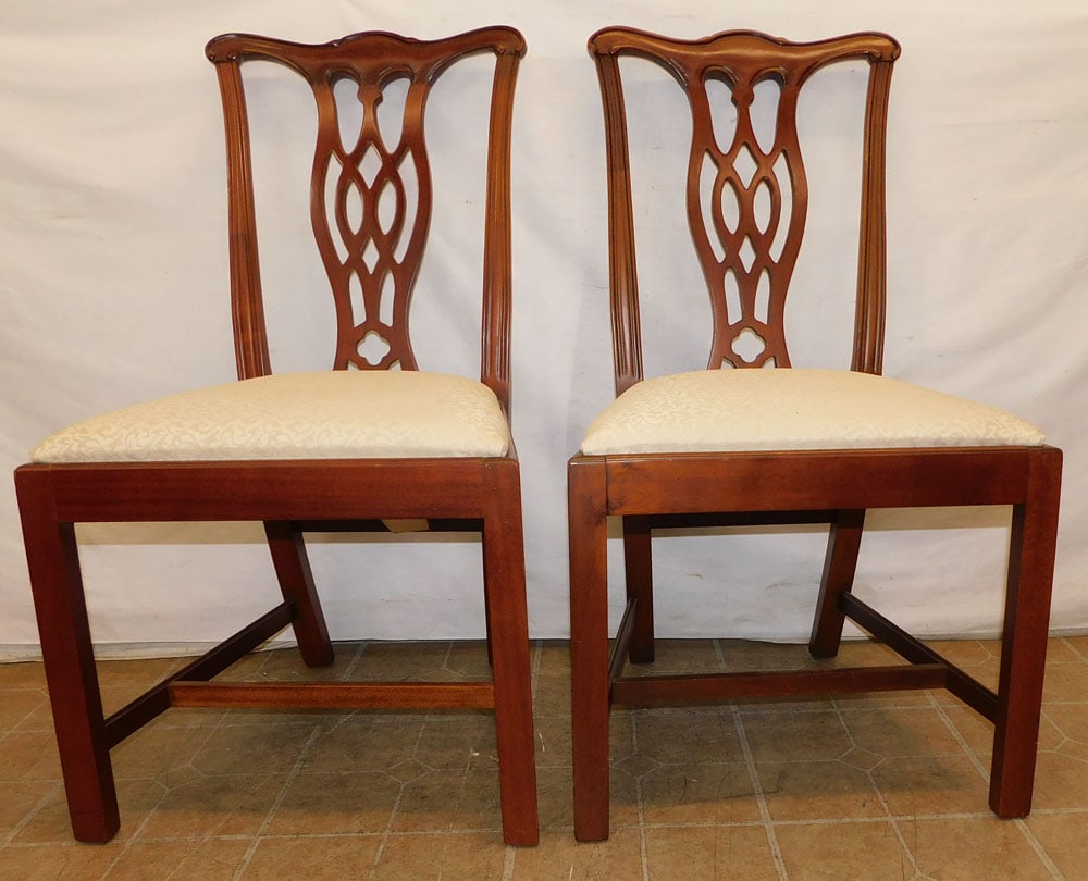 Pair Mahogany Chippendale Style Chairs (1 of 6)