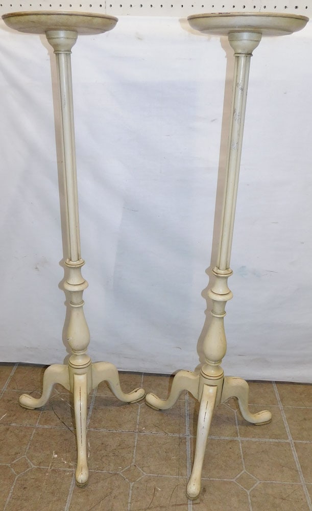 Pair Painted Queen Anne Style Plant Stands (1 of 3)