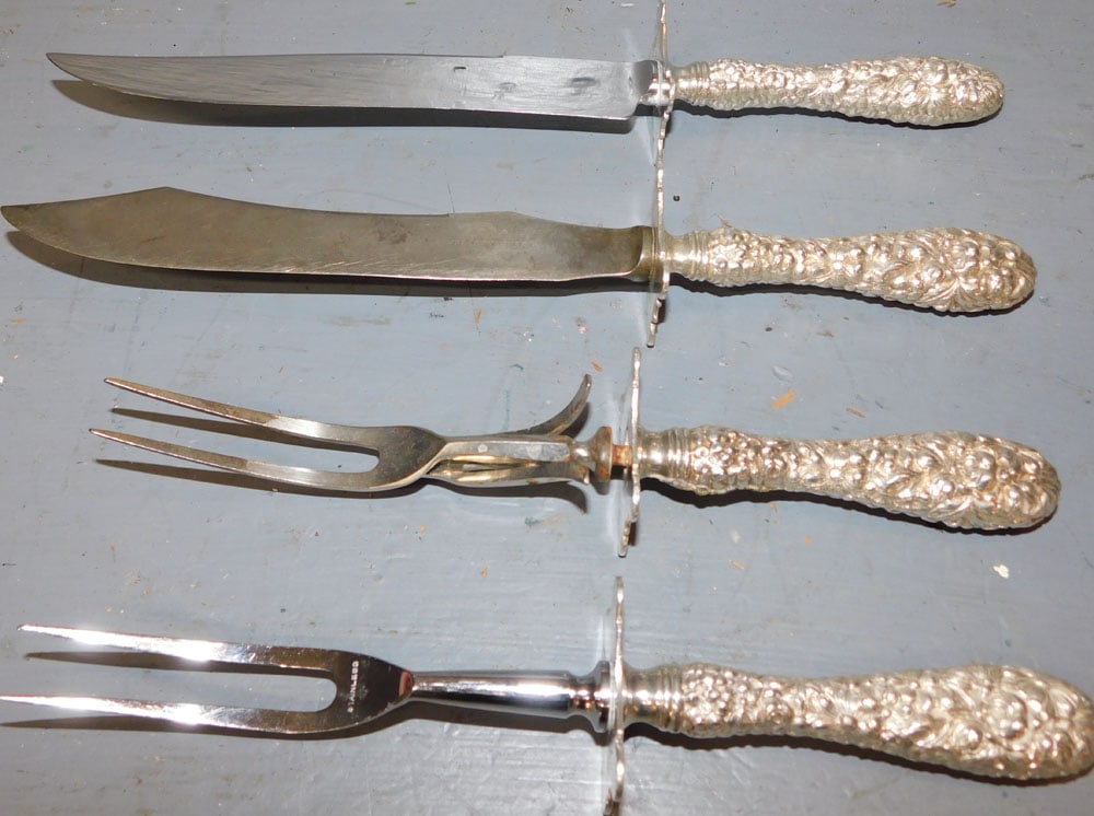 Steiff Repousse Sterling Handled Carving Set (1 of 4)