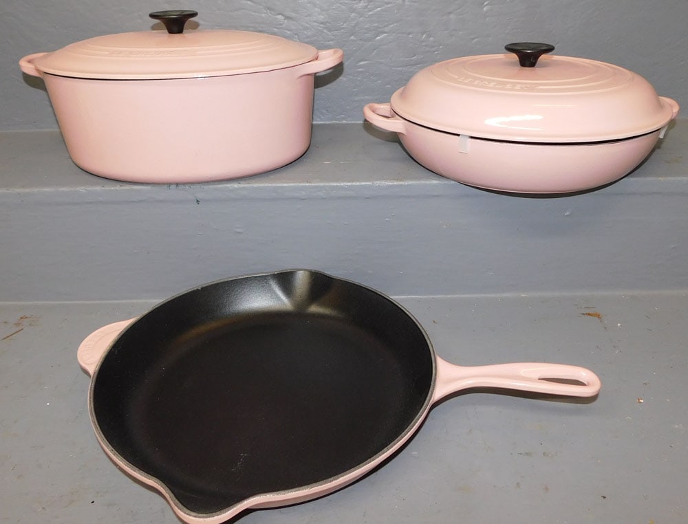 Lot 3 Le Creuset Cast Iron Pots/ Pans (Pink) (1 of 6)