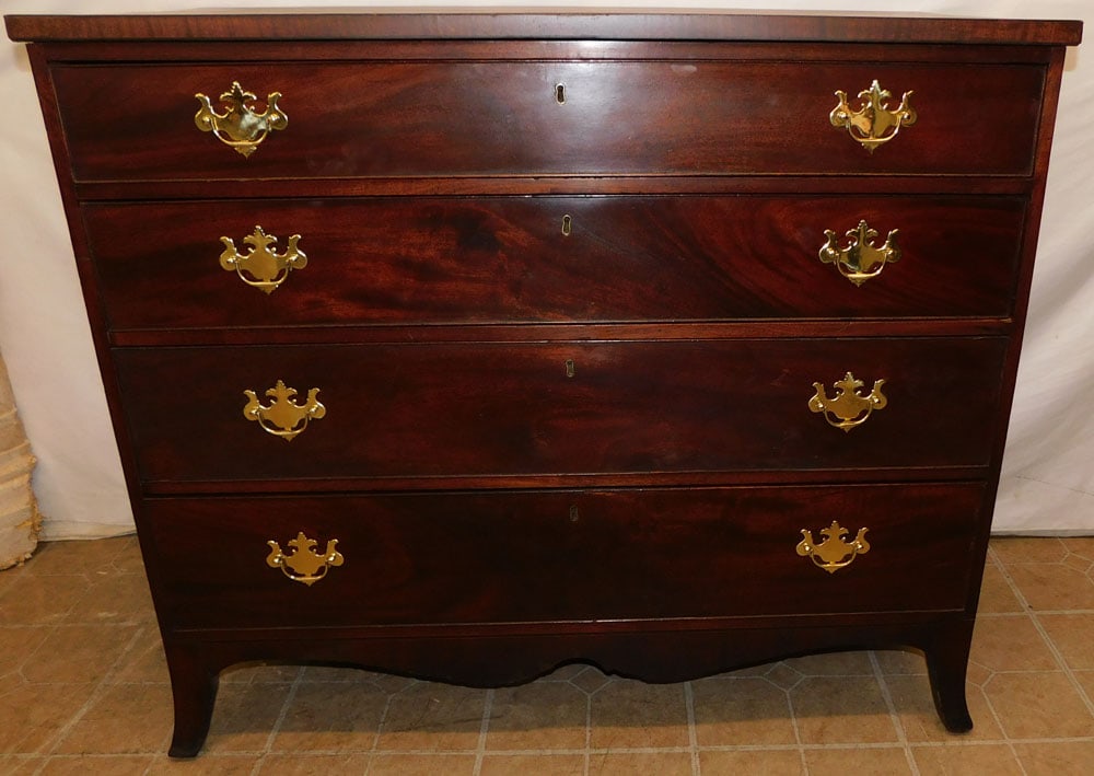 19th C Mahogany 4 Drawer Chest (1 of 6)