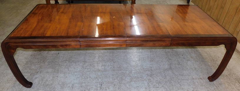 Mahogany Mid Century Modern Dining Table With Two Leaves By Henredon: Mahogany Mid Century Modern Dining Table With Two Leaves By Henredon. 108" W 41 1/2" D 29 1/2' H ALL DESCRIPTIONS AND ANY CONDITION STATEMENT GIVEN BY LANGSTON AUCTION GALLERY ARE STRICTLY OPINIONS AN