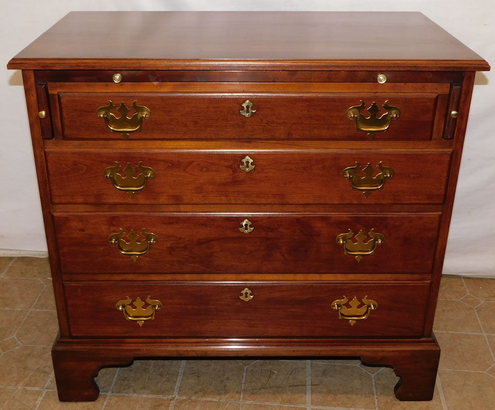 Cherry Four Drawer Chest With Slide & Brass Carrying Handles By Henkel Harris (1 of 7)