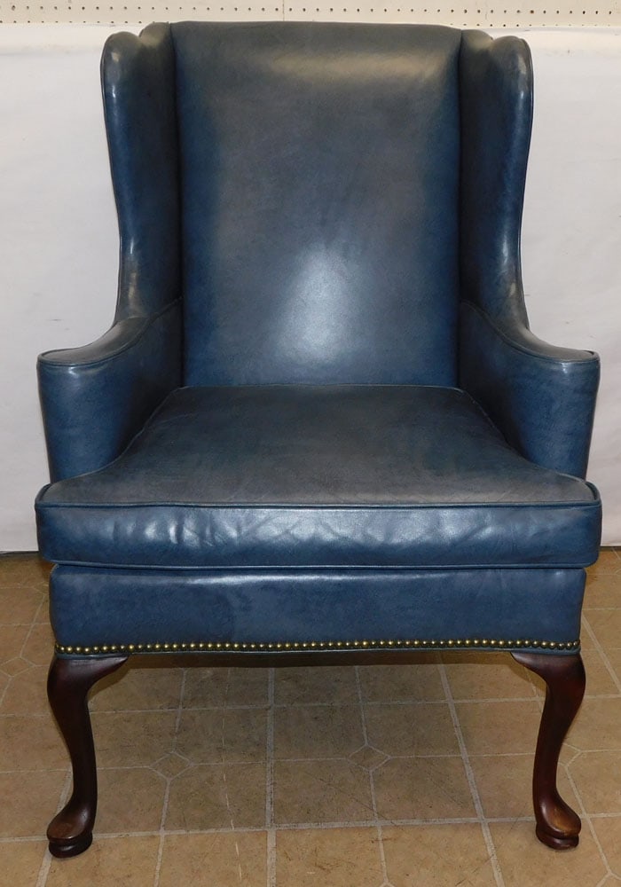 Queen Anne Wing Back Leather Chair By Old Hickory Tannery (1 of 4)