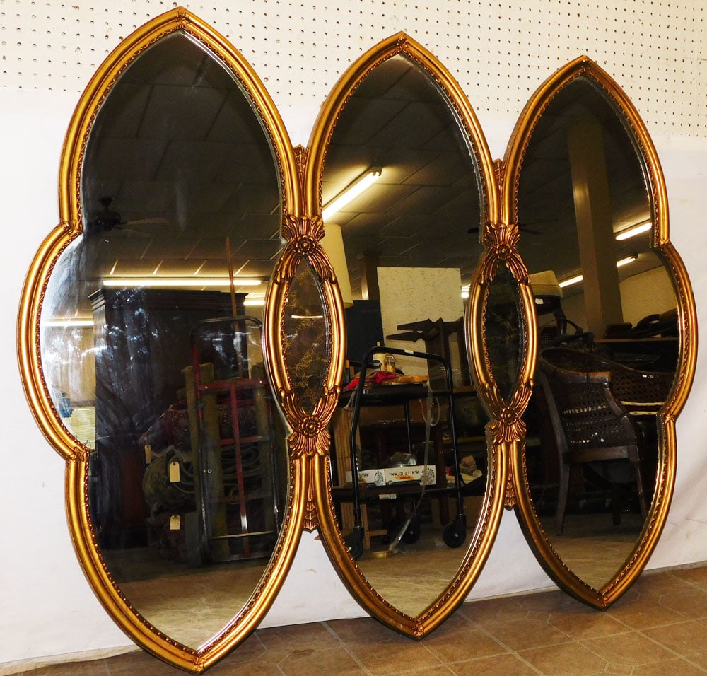 Mid Century Modern Three Section Gilded Framed Mirror (1 of 4)