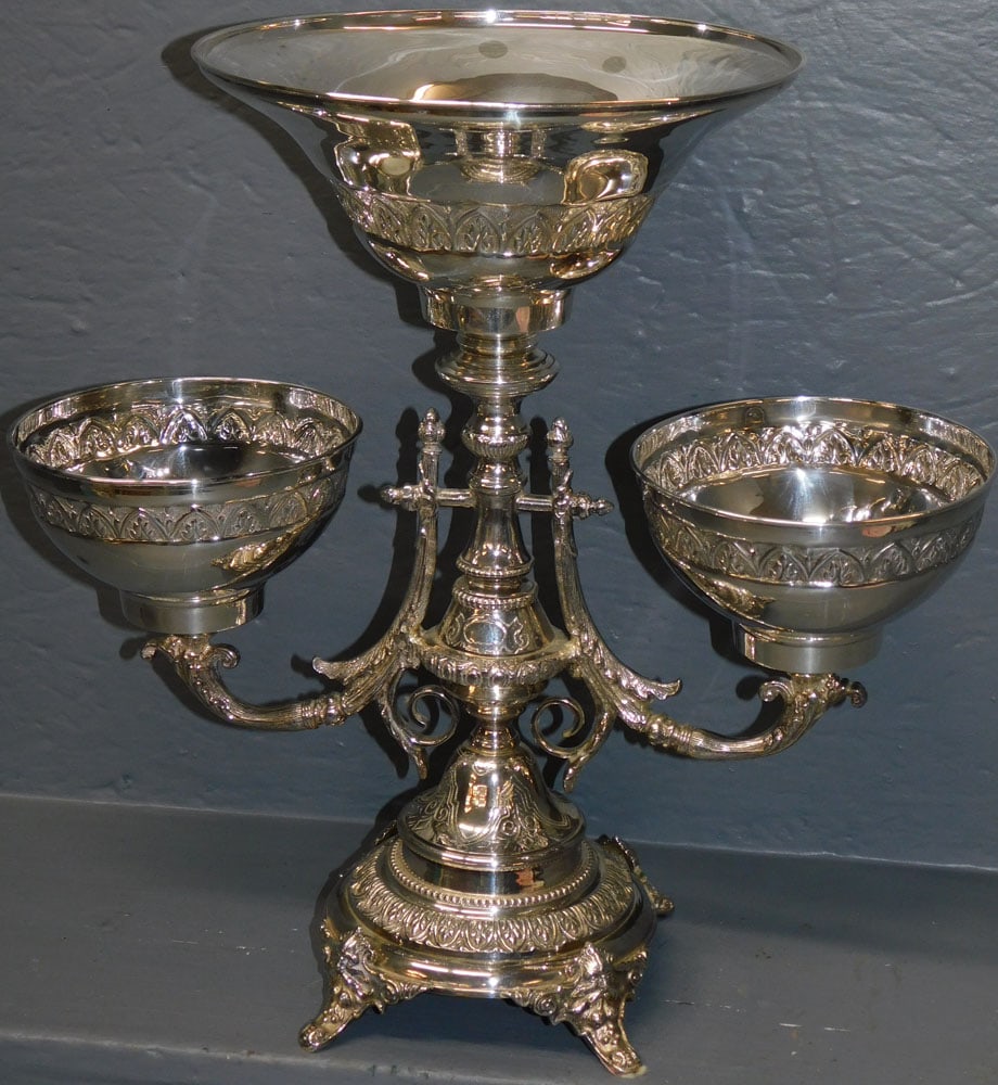 Ornate Silver Plated Three Arm Epergne By Bombay (1 of 7)