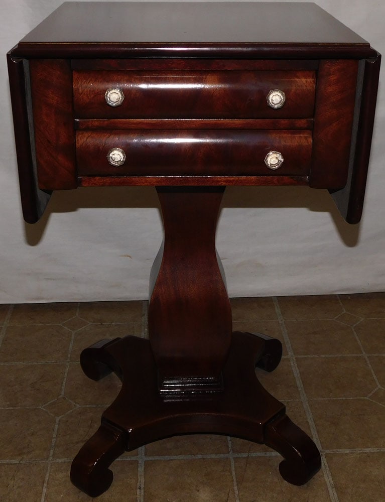 Mahogany Empire Style Drop Side Two Drawer Stand (1 of 5)