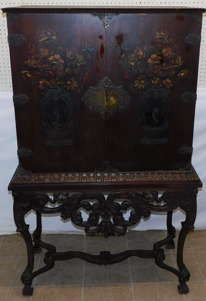 Antique Paint Decorated Two Door Cabinet (1 of 12)